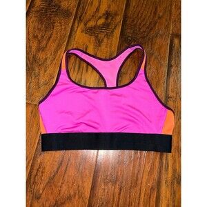 Victoria Sport Racerback The Player Sports Bra Sz M Pink/Orange Color Block